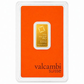 2.5 Gram Valcambi Suisse Fine Gold Bar