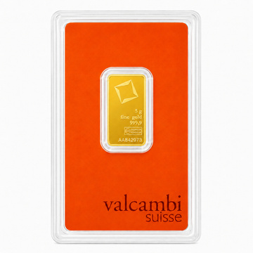 5 Gram Valcambi Suisse Fine Gold Bar