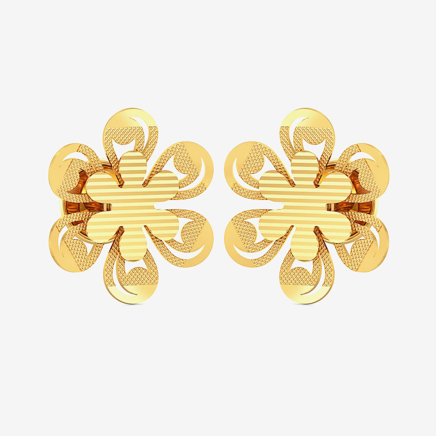 Intricately designed Gold Floral Stud Earring