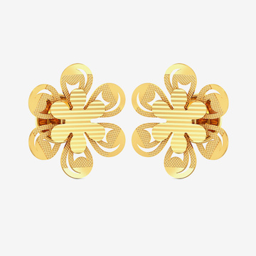 Intricately designed Gold Floral Stud Earring