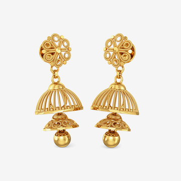 Pride of Tradition Gold Floral Chandelier Jhumki