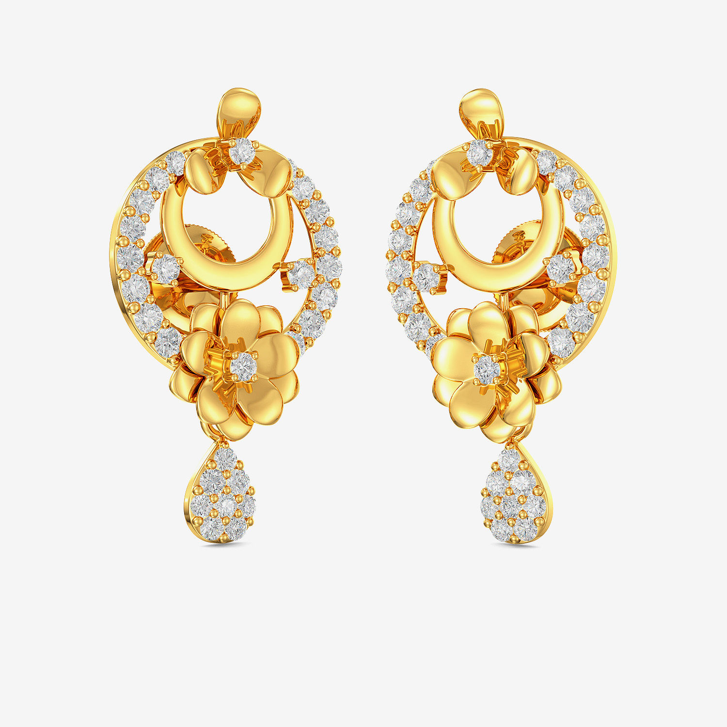 Spectacular Gold Floral Drop Stud