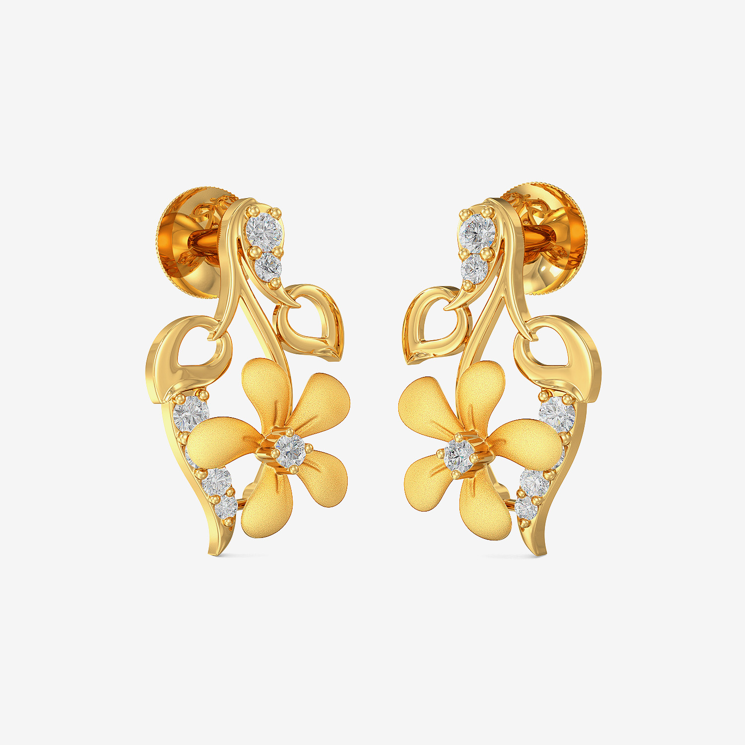 Aesthetic Gold Floral Leaf Stud