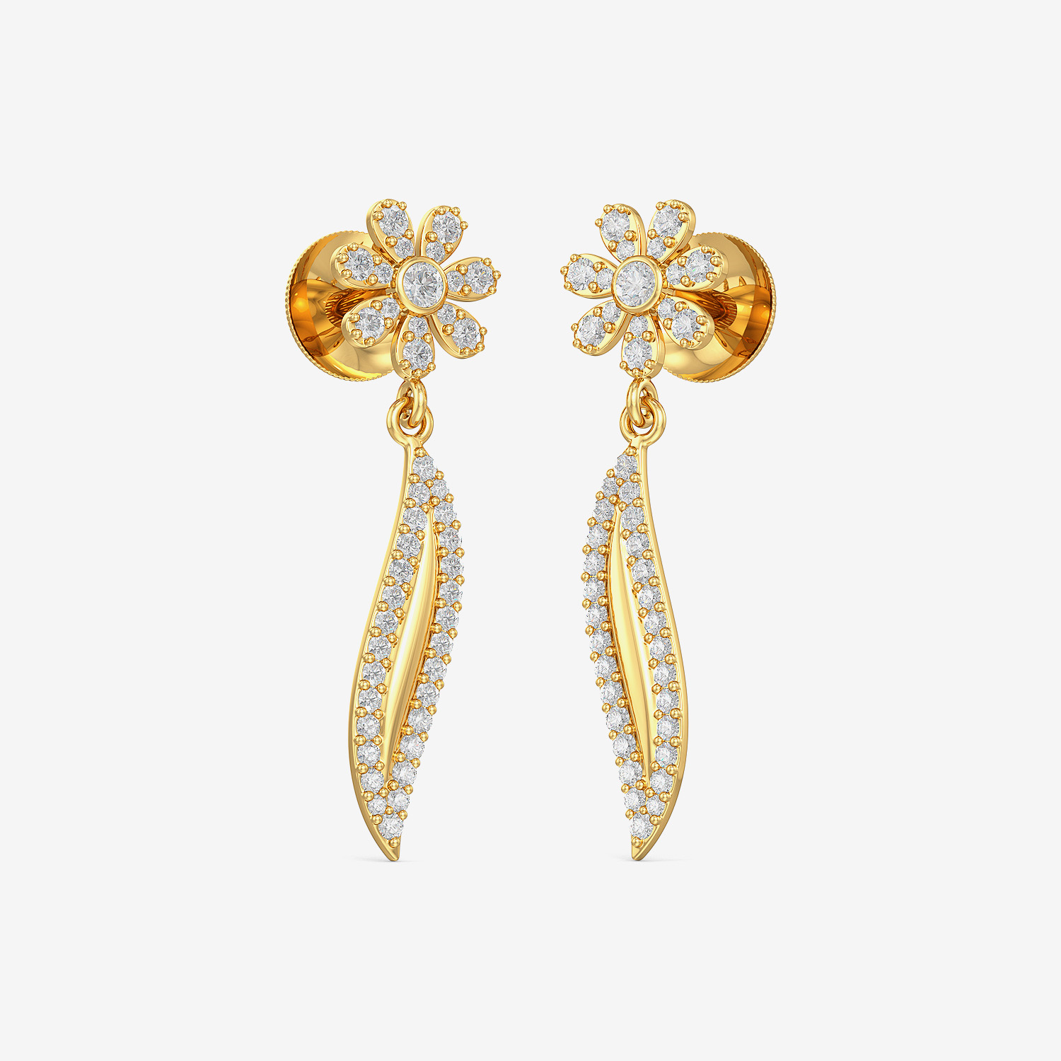 Blossomy Aura - Gold Floral Leaf Earring