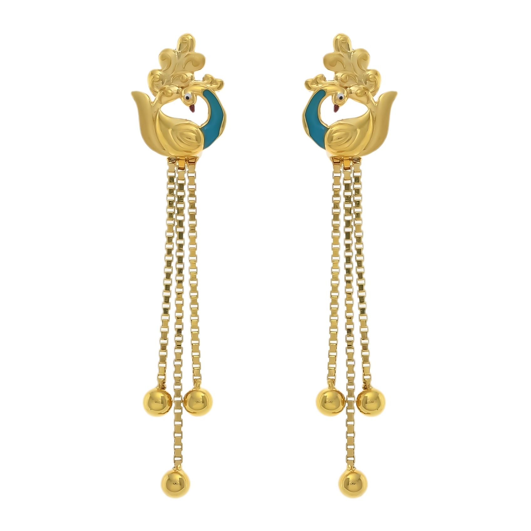 Peacock Dance Gold Earring