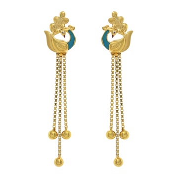 Peacock Dance Gold Earring