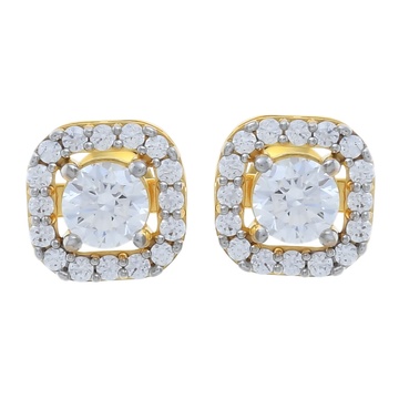 Radiant Square Gold Ear Studs