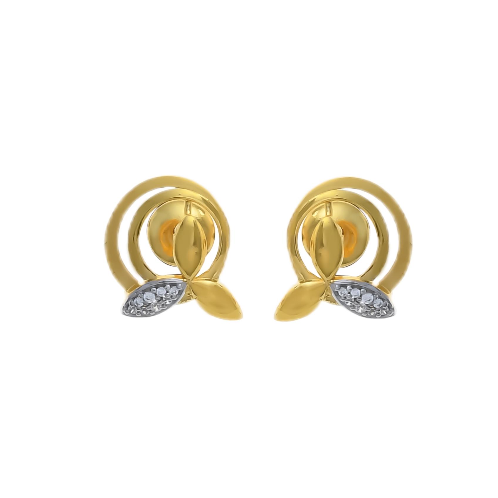 Twirling Leaf Gold Ear Studs