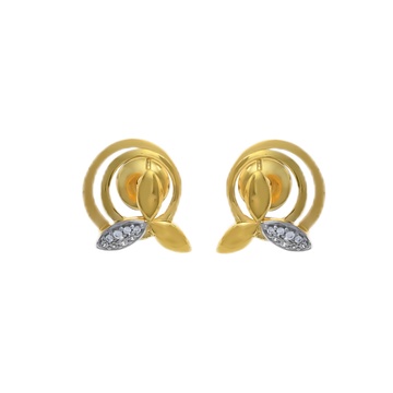 Twirling Leaf Gold Ear Studs