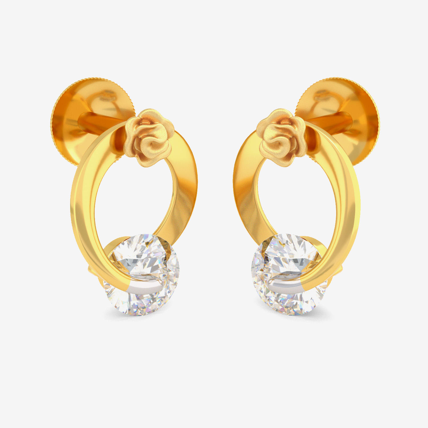 Gold Rose Sphere Studs