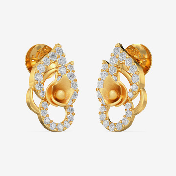 Gold Teardrop Floral Studs