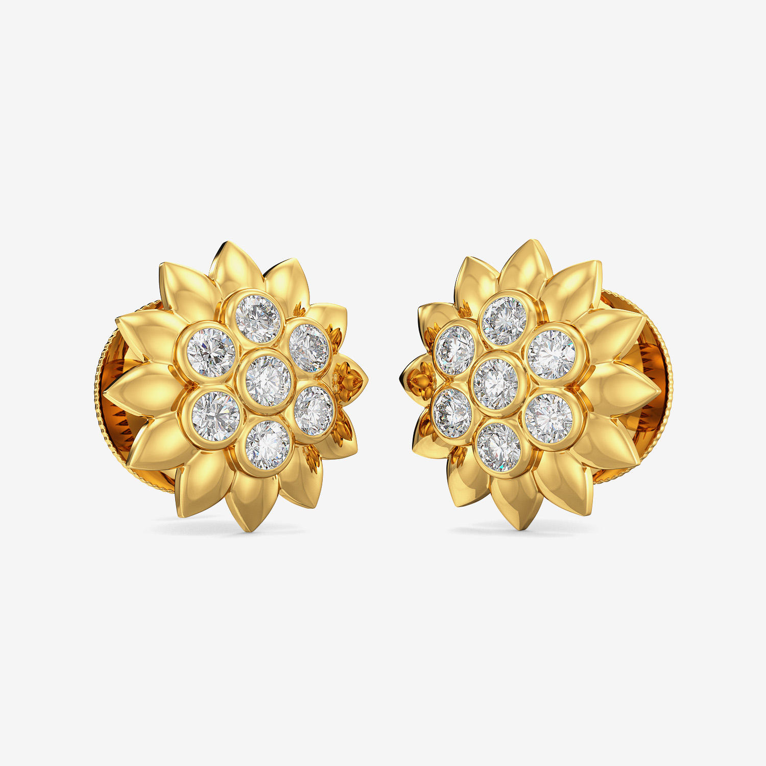 Gold Sunflower Stud Earring