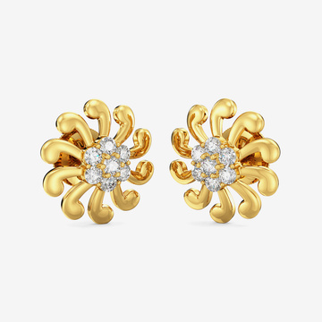 Gold Sunflower Stud Earrings