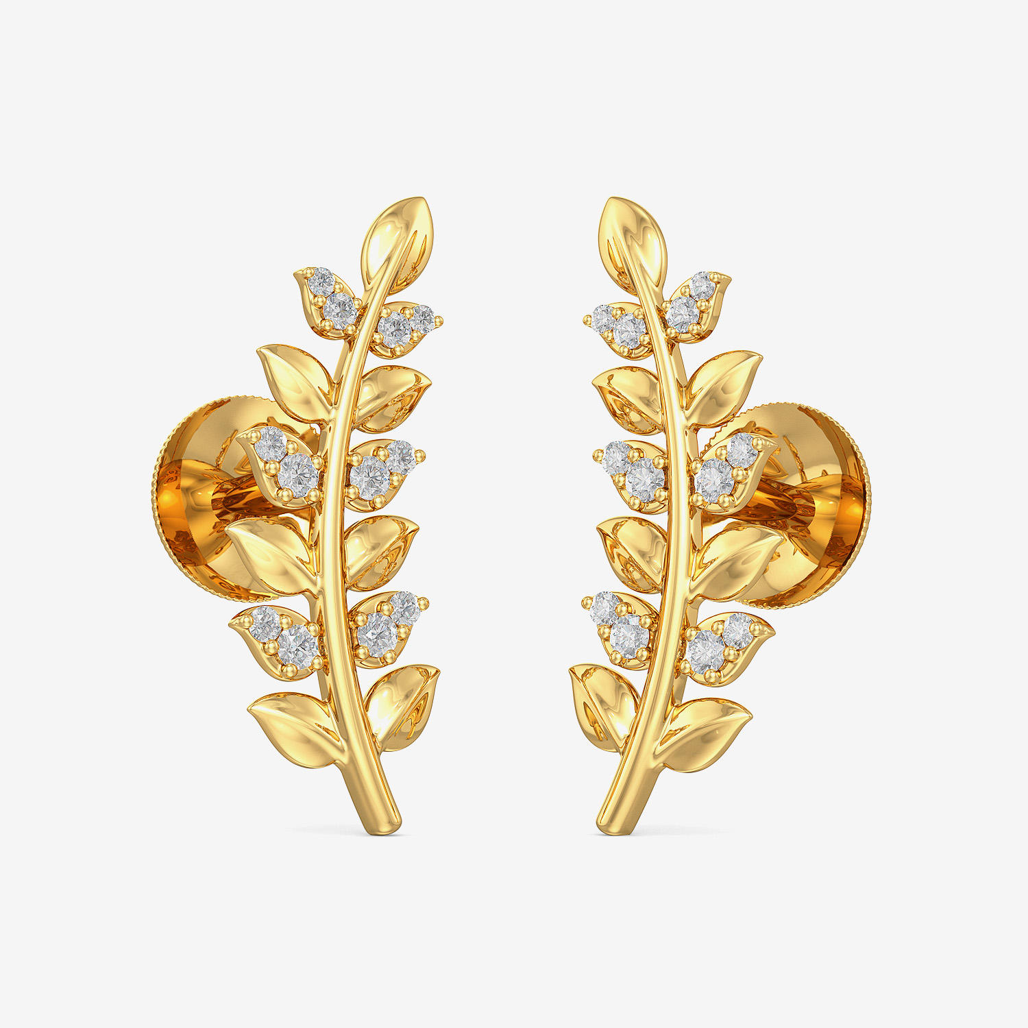 Gold Leaf Stud Earrings