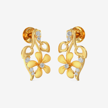 Gold Floral Leaf Studs