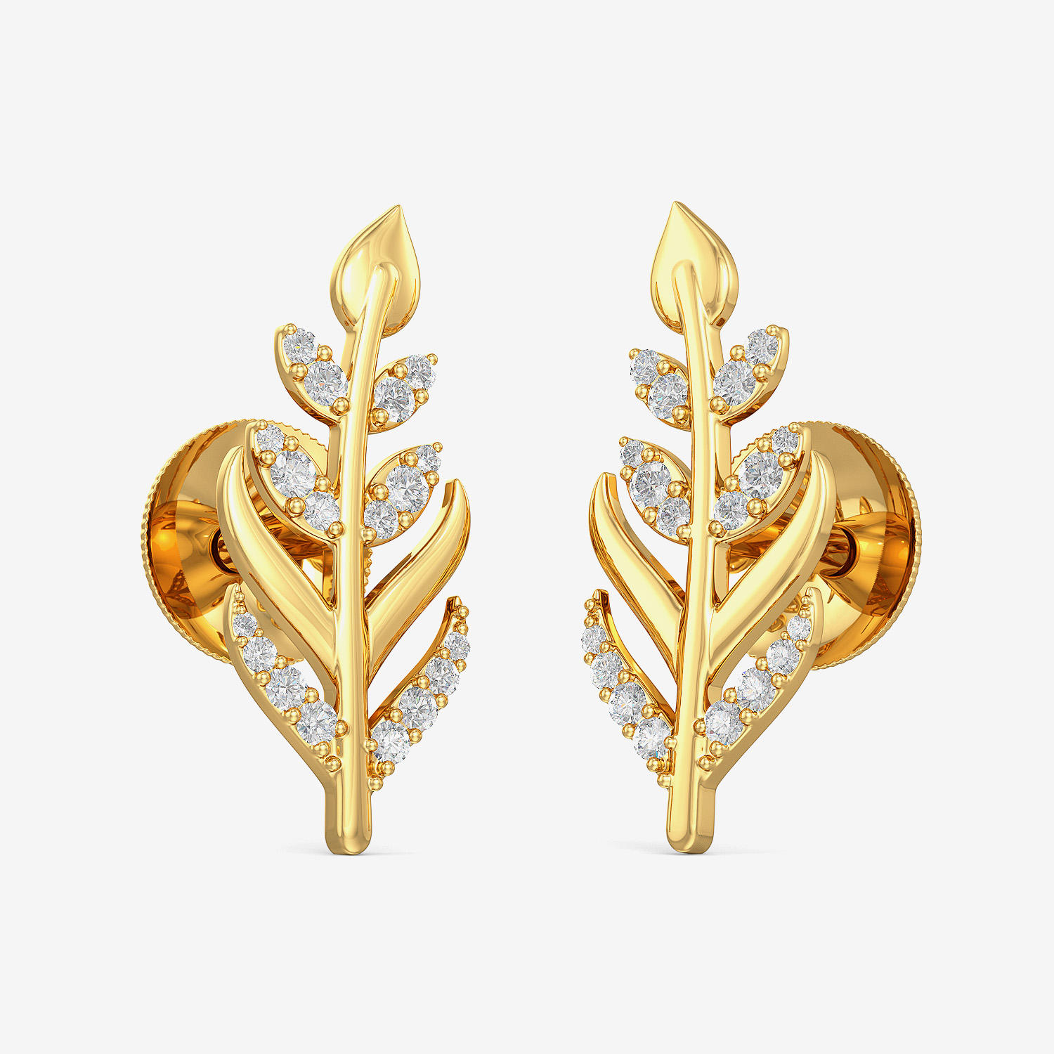 Gold Leaf Stud Earrings