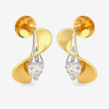 Gold Swirl Heart Studs
