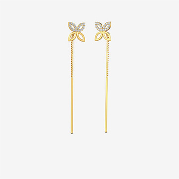 Gold Butterfly Threader Earrings