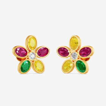 Radiant Floral Petal Gold Earrings