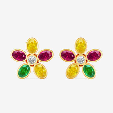 Radiant Floral Petal Gold Earrings