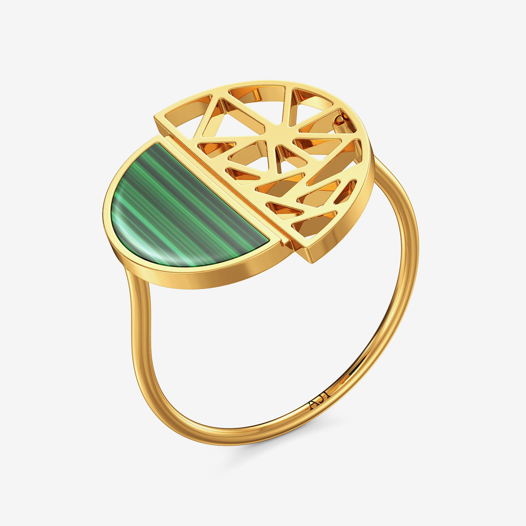 Half Moon Malachite Gold Ring