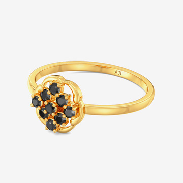 Beautiful Black Floral  Gold Ring