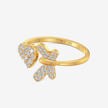 Buzzy Butterfly Heart Gold Ring