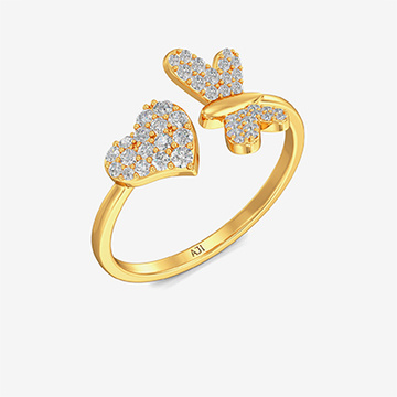 Buzzy Butterfly Heart Gold Ring