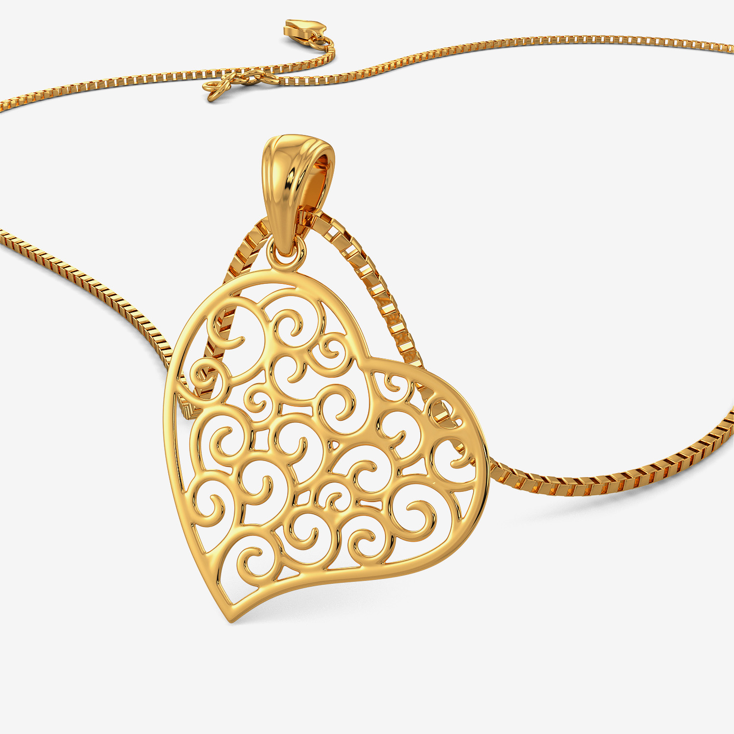 Passion Galore - Golden Heart Patterned Pendant