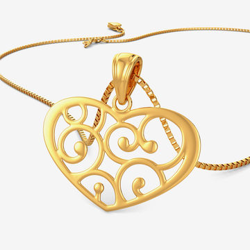 Flaunt your Love - Golden Heart Patterned Pendant