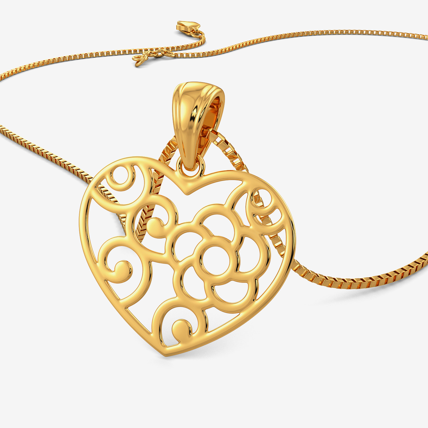 Radiant Love - Golden Heart Patterned Pendant
