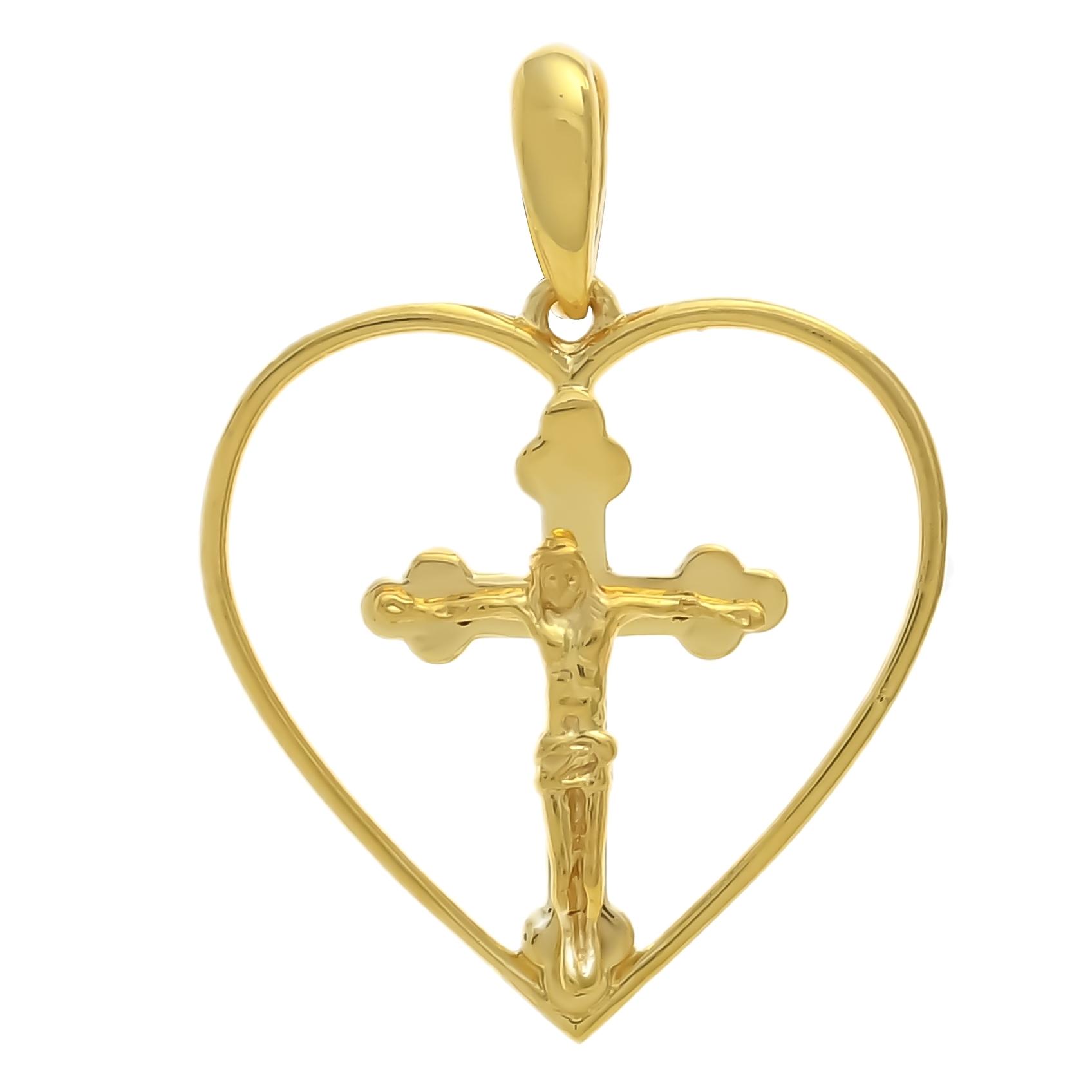 Heart of Faith Gold Cross Pendant