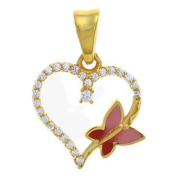 Butterfly Heart Gold Pendant