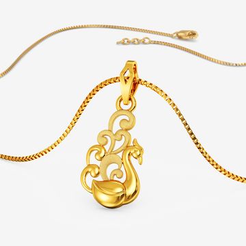 Vibrant Peacock Gold Pendant