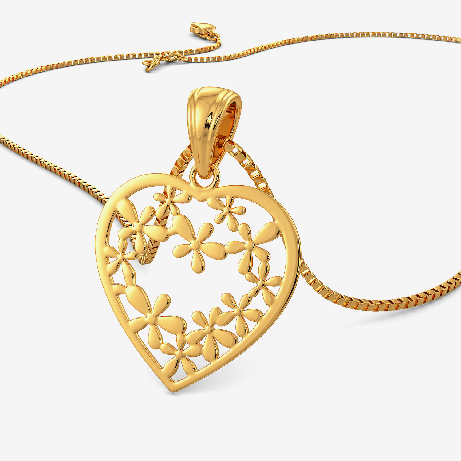 Golden Heart Patterned Pendant