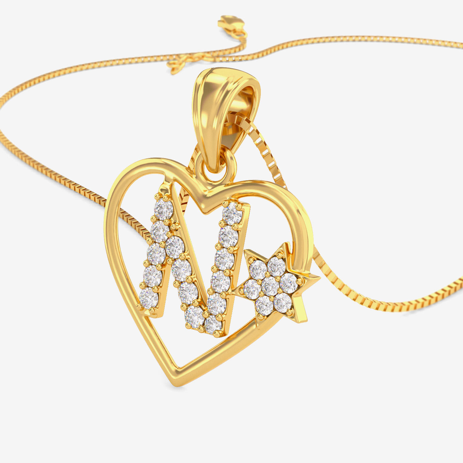 Golden Heart Alphabet Pendant