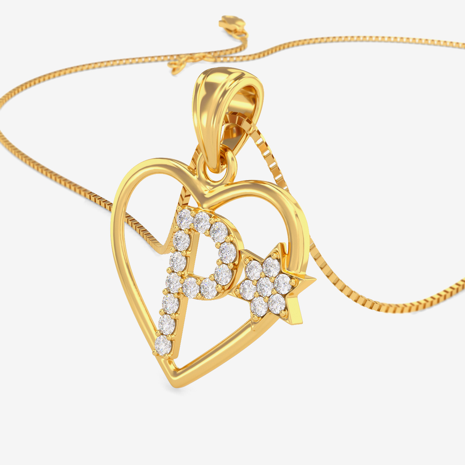 Golden Heart P Alphabet Pendant