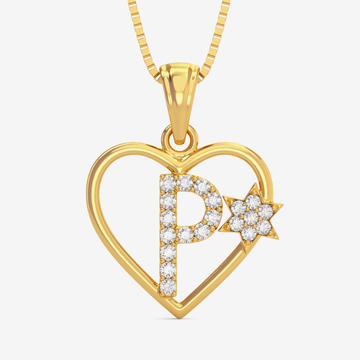 Golden Heart P Alphabet Pendant