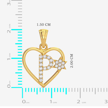 Golden Heart P Alphabet Pendant