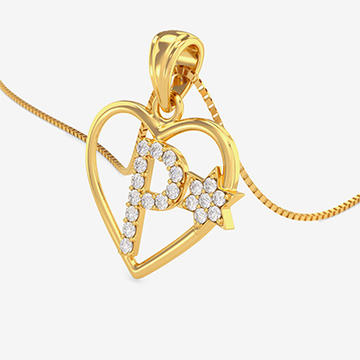 Golden Heart P Alphabet Pendant
