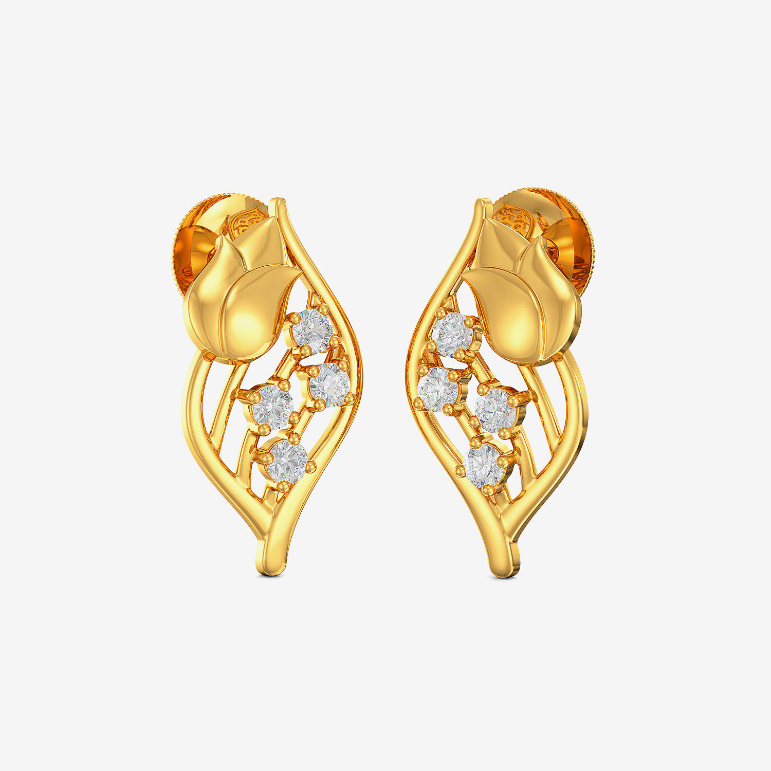 Gold Tulip Leaf Studs