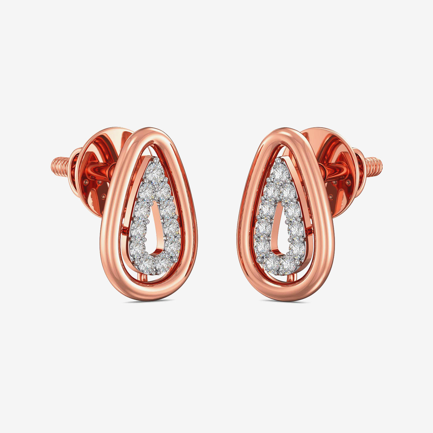 Diamond Rose-gold Teardrop Stud