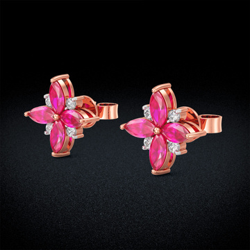 Ruby Bloom Diamond Earrings