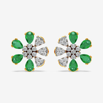 Emerald Bloom Diamond  Earrings