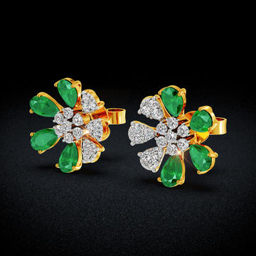 Emerald Bloom Diamond  Earrings