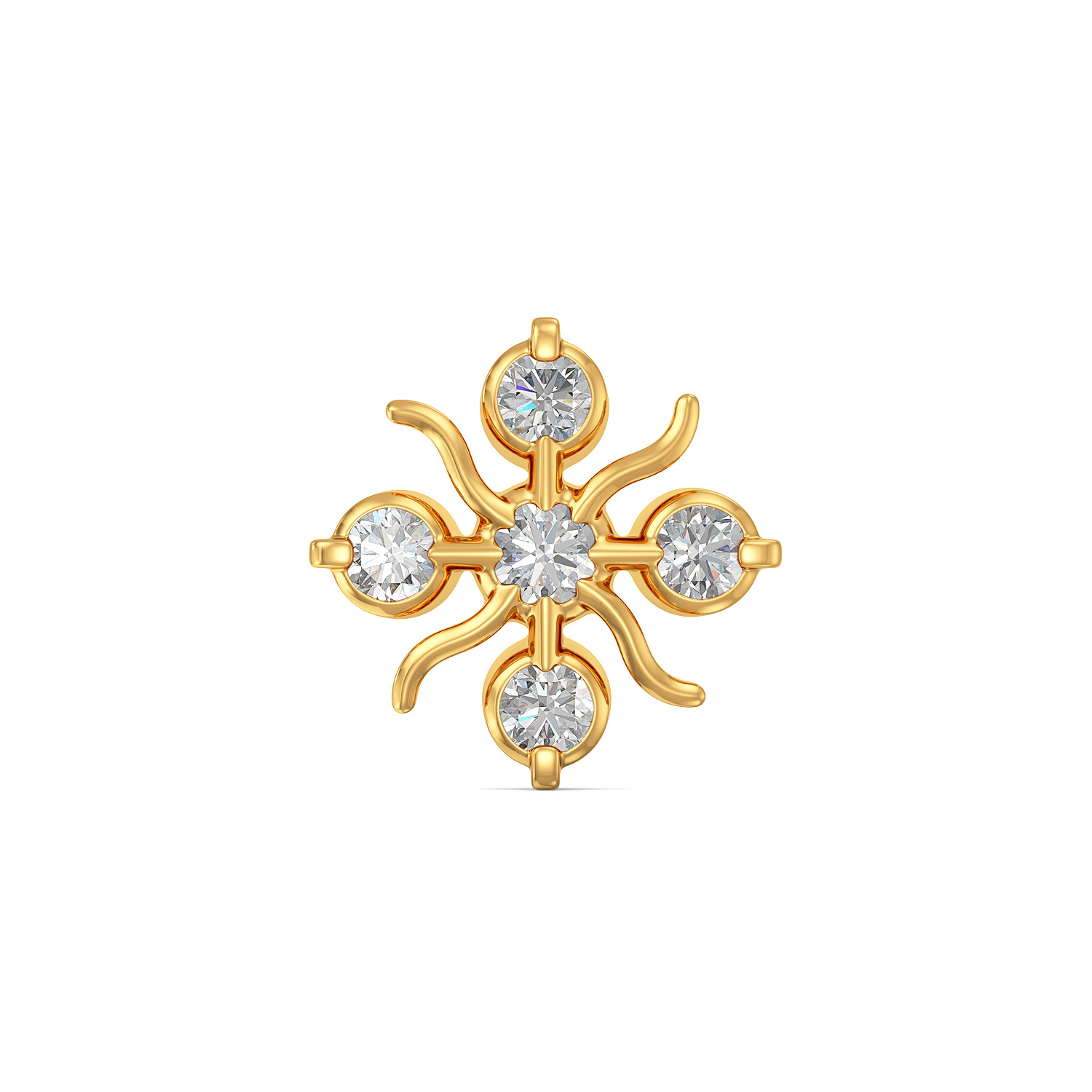 Wavy Floret Pattern Diamond Nose Pin