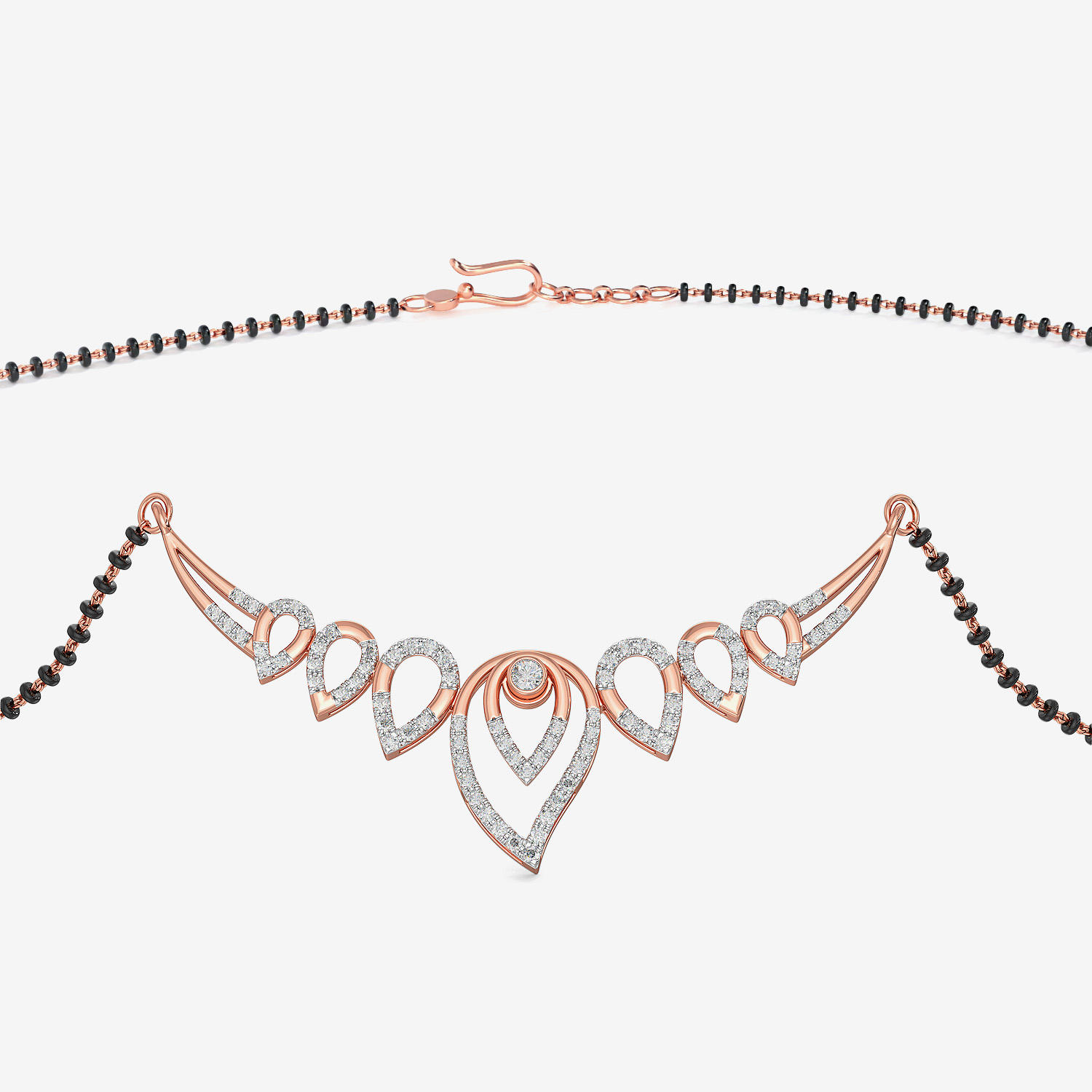 Glamourous Glory - Rose-gold Diamond Leaf Mangalsutra