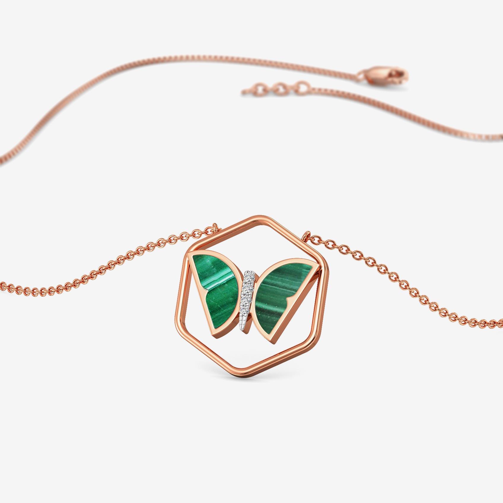 Emerald Hive Butterfly Diamond Pendant