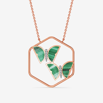 Dual Green Flutter Diamond Pendant