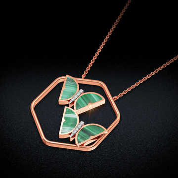 Dual Green Flutter Diamond Pendant